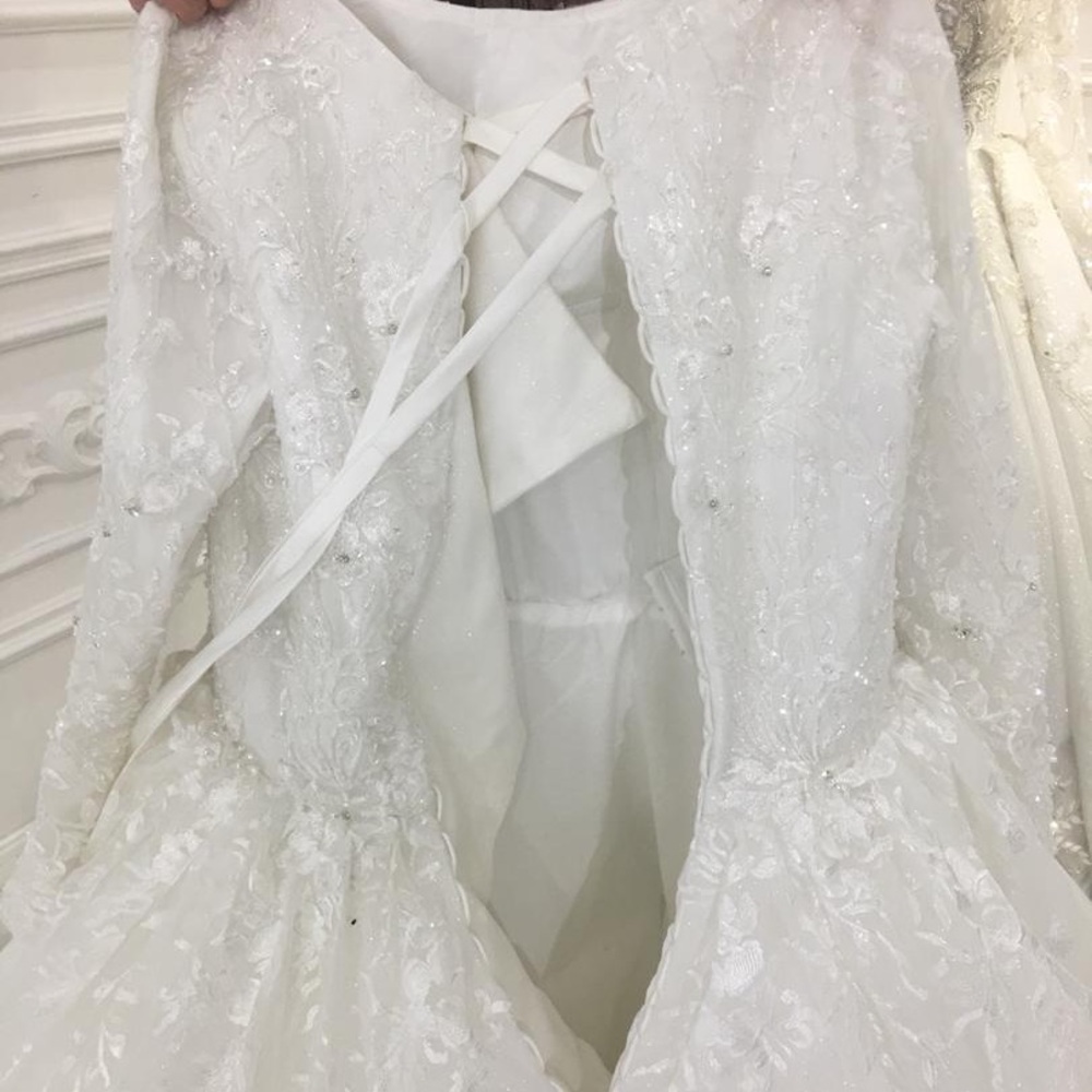 Modest Wedding Dress + Veil - Picture 5 of 8